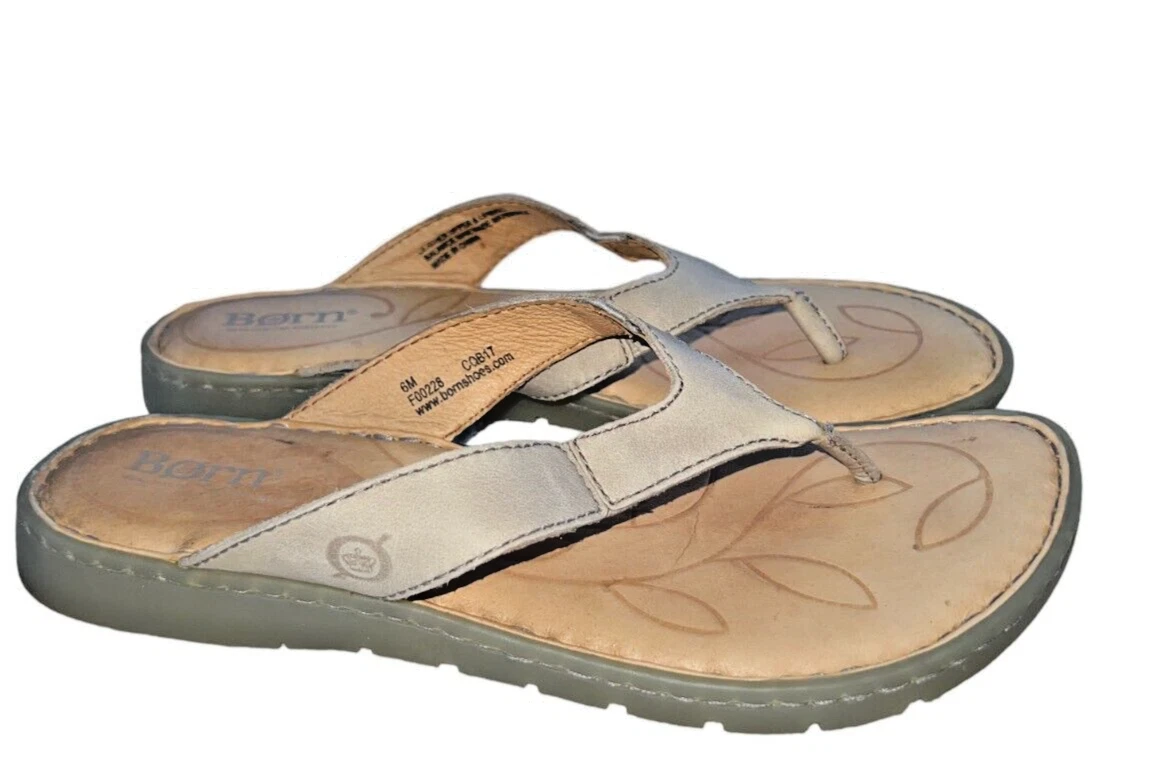 Born Amelie Women s Leather Comfort Thong Slide Flip Flop Sandels