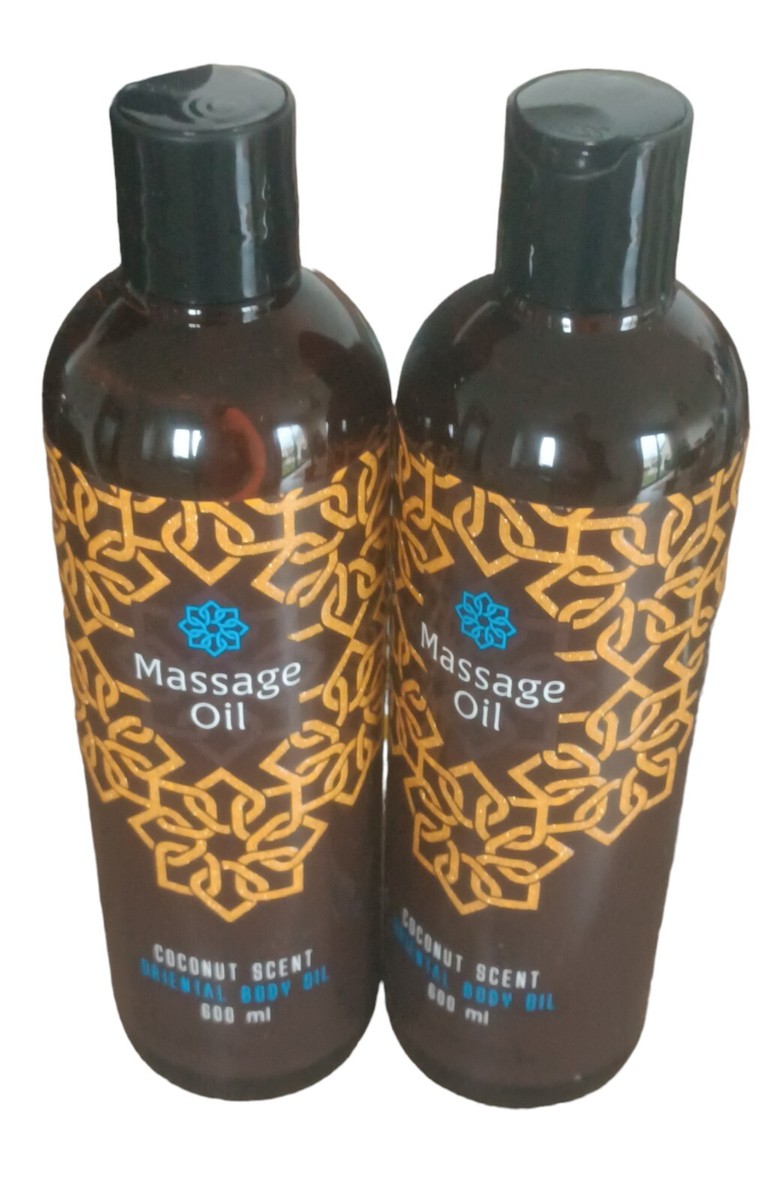 Lot De 2 Huiles De Massage 600ml à La Noix De Coco - 100% Naturel - Parfum Délicieux