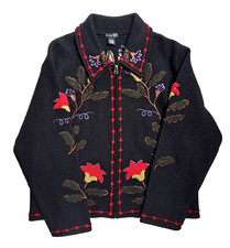 Tally Ho 100% Wool Embroidered Jacket L Large Womans