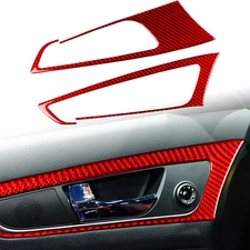 Interior Door Handle Panel Cover For Hyundai Veloster 2012-17 Red Carbon Fiber