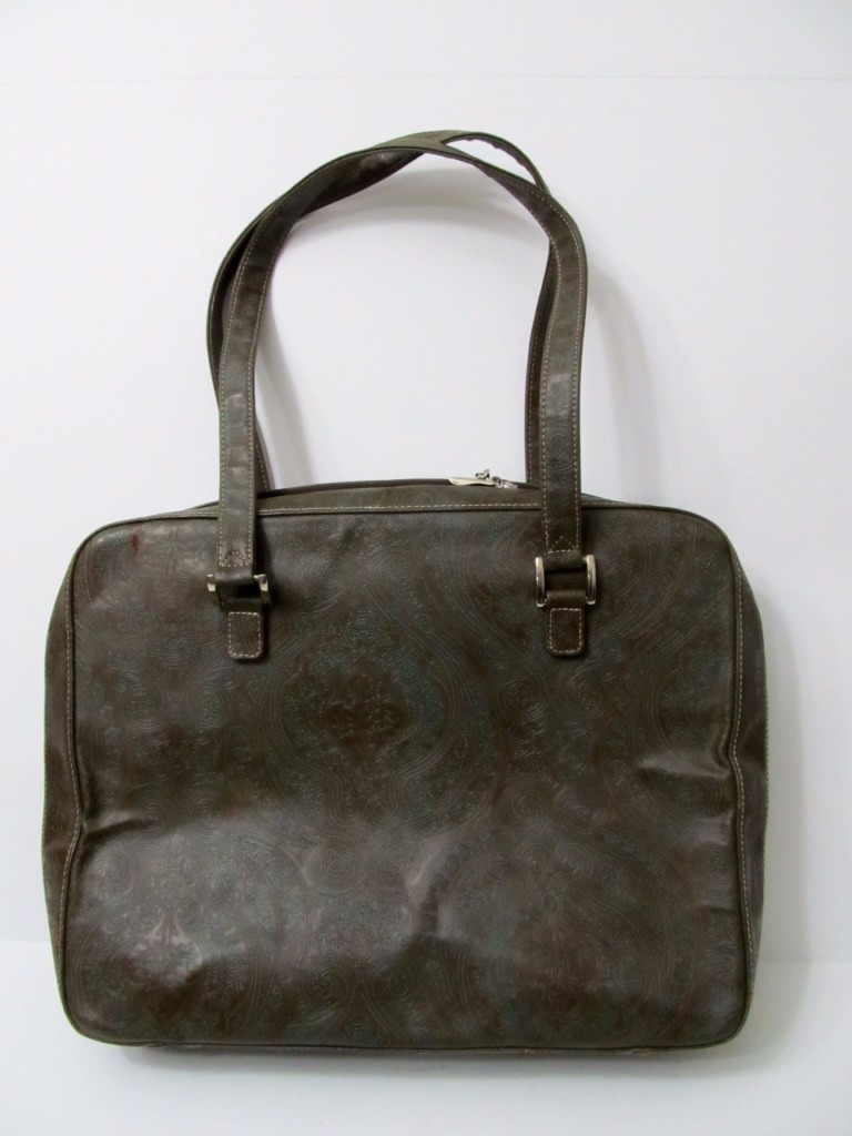 Buxton 16” Briefcase Handbag Tote Faux Tooled Leather Brown Teal eBay