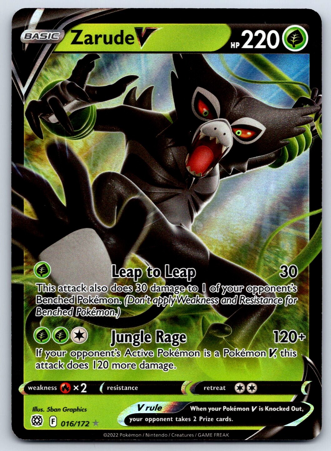Zarude V - Brilliant Stars 016/172 Ultra Rare Pokemon TCG Card