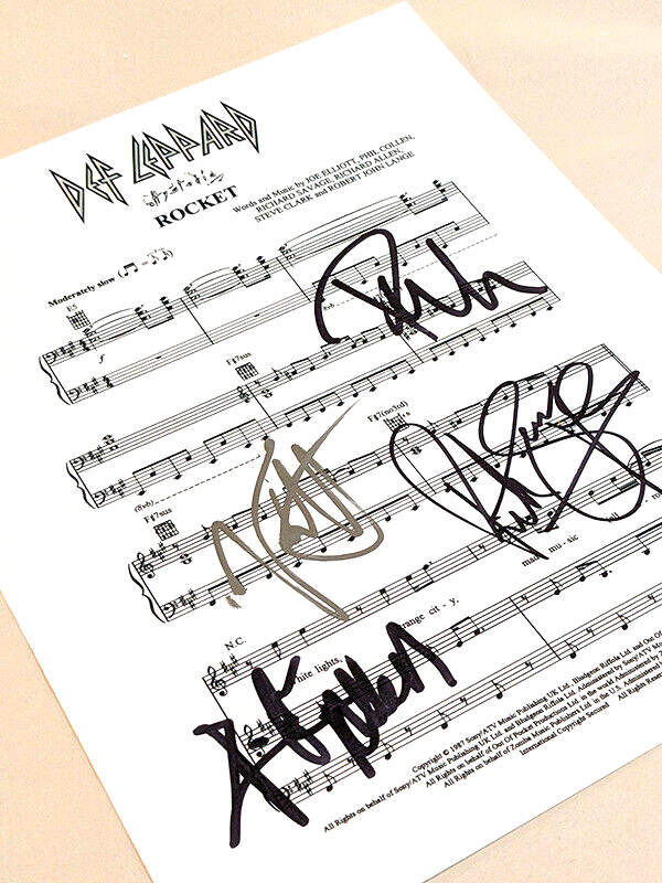 DEF LEPPARD SIGNED 8x10 sheet music ELLIOTT savage ALLEN collen