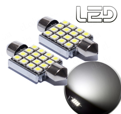 2 Bulbs Pendant Traffic c3w 31MM 31mm White LED Resistor Anti ODB Error