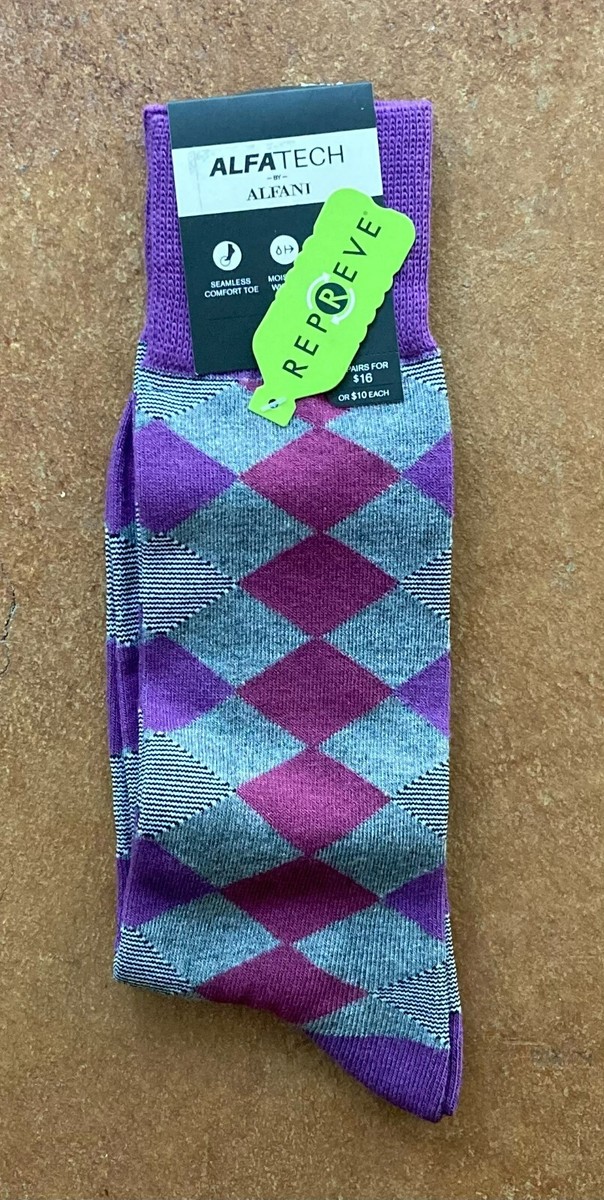 purple and grey mens dress socks New Alfani Men's Socks, Pack of 2, Grey/Purple, 7-12 Deep purple