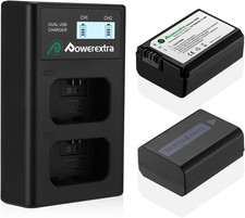 NP-FW50 Battery and Smart LCD Display Dual USB Charger Compatible for Sony ZV-E1