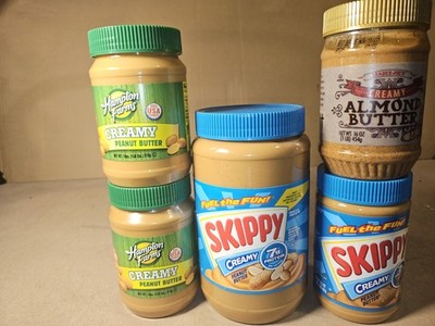 Lot 7.5 Lb Peanut Butter Jars Creamy Almond All Good Bb Dates Skippy