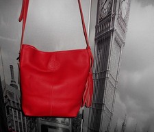 M.I.L.A. Joanie Cranberry Leather Crossbody Tote Bucket Bag NWOT Made in USA