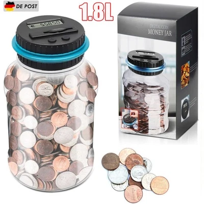 MARKELOS Spardose mit Zählwerk Spardose elektronischem EUR Münzzähler LCD Digital Anzeige