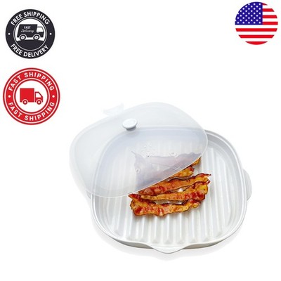 Crispy Bacon in Minutes: 9 Inch Microwave Cooker with Built-in Grease Catcher