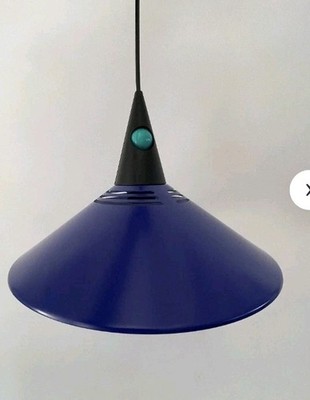 blaue Brilliant  Pendelleuchte im Memphis-Stil aus den 1980er Jahren
