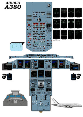 Airbus A380 Cockpit Poster 24in x 36in