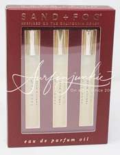 Sand + Fog Vanilla Musk Perfume Oil Mini Rollerball Travel .33 oz 3pc Gift Set