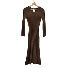 Quince Brown Basic Sleeved Dress XS