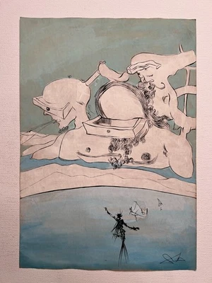 Salvador Dali Zeichnung auf Papier (Handmade) signiert und gestempelt Mischte... - Bild 1 von 4