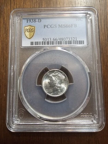 1938-D Mercury Dime - 10c PCGS MS66 FB - Full Bands