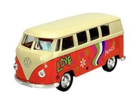 Welly 1963 Vw Volkswagen Transporter T1 Bus WHITE-ORANGE 1:34 Die Cast Model