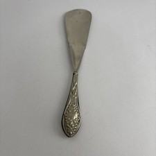 Antique Metal Shoe Horn Fancy Floral handle design Silver Tone pat 1901 Victoria