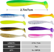 Soft Fishing Lures，90pcs Fishing Soft Plastic Lures and 5pcs Fishhook,Paddle ...