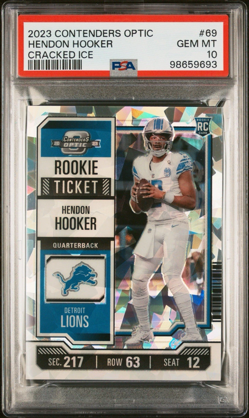 Hendon Hooker Panini Contenders Optic #69 Cracked Ice