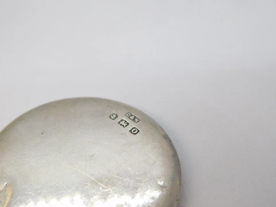 Espelho de mão Chatelaine miniatura prata esterlina antigo 1913 Birmingham Deco - Imagem 2 de 4