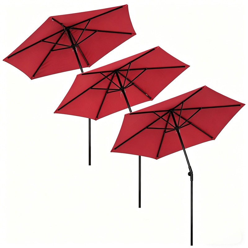 Yescom 3pcs 7.5Ft Tilted Outdoor Patio Umbrella Sunshade Market Sport Parasol