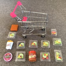 Metal Grocery Shopping Cart Mini Doll Sized and Zuru Mini Brands Food