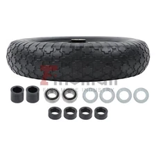 14.5"×4.00-8 Wheelbarrow Solid Tire and Wheel w/1" Axle 3" Black Hub Cross Tread