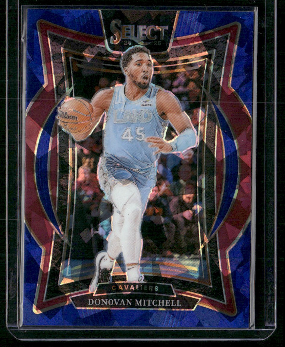 2024-25 Panini Select #21 Donovan Mitchell Blue Cracked Ice Prizm