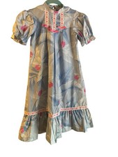 VTG 80s Shortcake HAWAIIAN Dress Girls Blue Pink Ribbons Bows NWD 4/5  Read