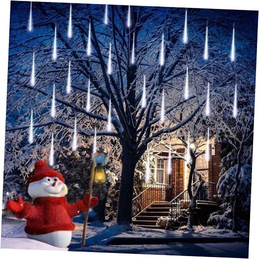 Meteor Lights, 30cm 8 Tubes 192 LED Falling Rain Lights Outdoor, with a