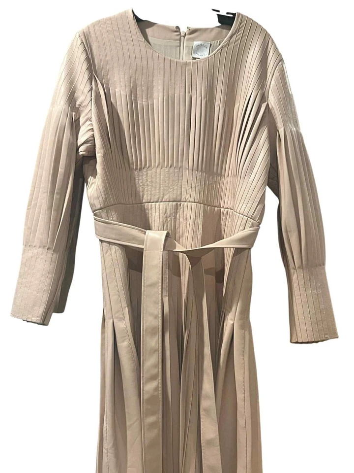 Huishan Zhang 连衣裙长款长裙打褶素食皮革腮红长袖 10 — 第 3/4 张图片