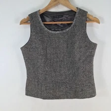 Ve Vivida womens tank top 36 aus 8 grey tweed wool sleeveless round neck 116688