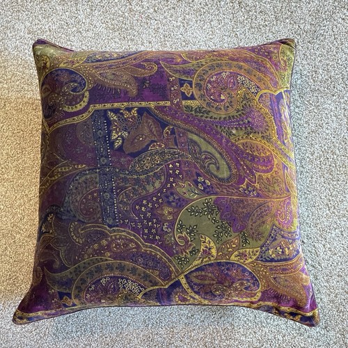 Ralph Lauren Rutherford Park Paisley Samt Kissen Lila Top Gold Gelb