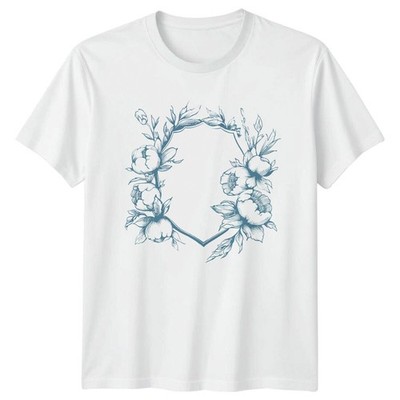 Floral Frame Ladies T-Shirt Womens Tee Flower Garden Graphic Top