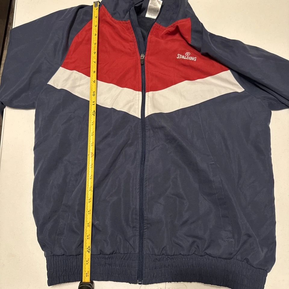VINTAGE Spalding Sport Jacket Wind Breaker Mens Navy Red WhiteFull Zip Coloblock - Image 2 of 4