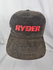 Vintage Ryder Truck Rental Company Logo Brown Corduroy Snapback Baseball Hat Cap