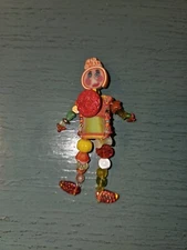 Vintage Glass & Plastic Bead/Fabric Woman Brooch/PinBack-Excellent Condition