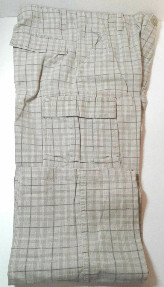 NWT Canyon River Blues Cargo Pants 32H Boys Husky 32W x 27L Cotton Plaid Checked - Image 3 of 4