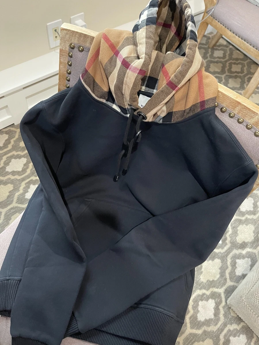 AUTHENTIC Mens BURBERRY CHECK HOOD COTTON BLEND HOODIE | eBay