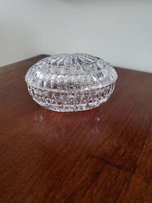 Vintage Full Lead Crystal Oval Jewelry or Tinket Box 3/4