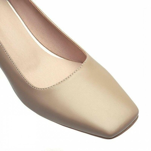 Women's Dress Shoes Square Toe Block Heel Slip On Formal Oversize Retro