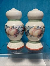 Sweet Country Harvest Ceramic Salt & Pepper Shaker Set w/ Plugs EUC