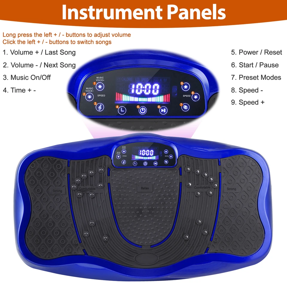 Vibration Plate Exercise Machine for Lymphatic Drainage Weight Loss Fitnes Blue - Image 4 of 4