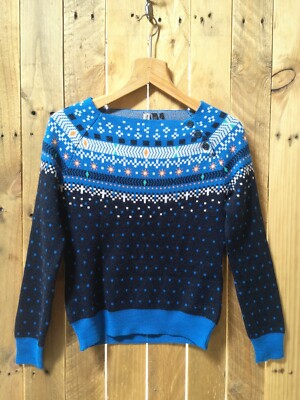 Preloved Vintage OXBOW Fair Isle PULLOVER Gr. M blau 
