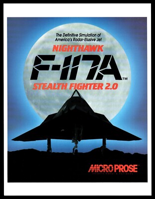 Vintage MicroProse F-117A NIGHTHAWK STEALTH FIGHTER 2 Video Game Promo Print Ad