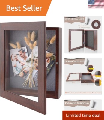 2-Inch Deep Brown Shadow Box Frame for Collages & Collections   6 Pins Included