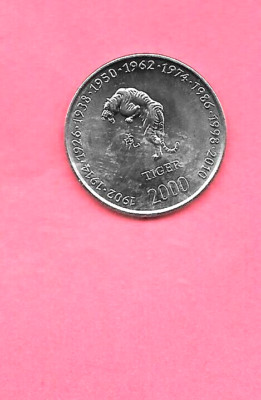 SOMALIA KM92 2000 UNCIRCULATED-UNC MINT-BU 10 SHILLING TIGER   COIN