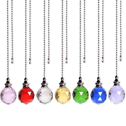 2PCS Crystal Ceiling Fan Pull Chain Hanging Glass Faceted Ball Light Switch - Afbeelding 1 van 65