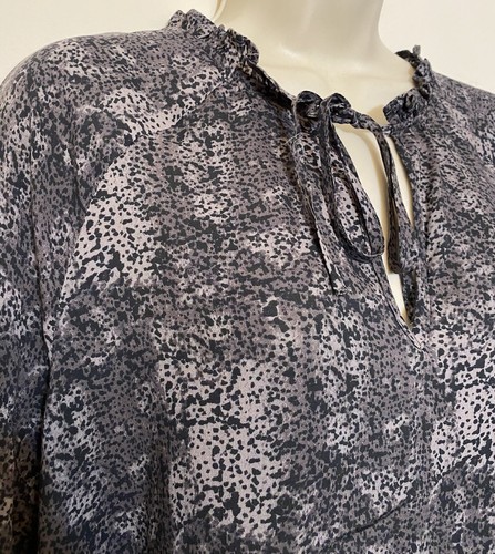 Cloth Stone Medium Blouse Dark Gray Long Sleeve Keyhole Neck top - Picture 4 of 7